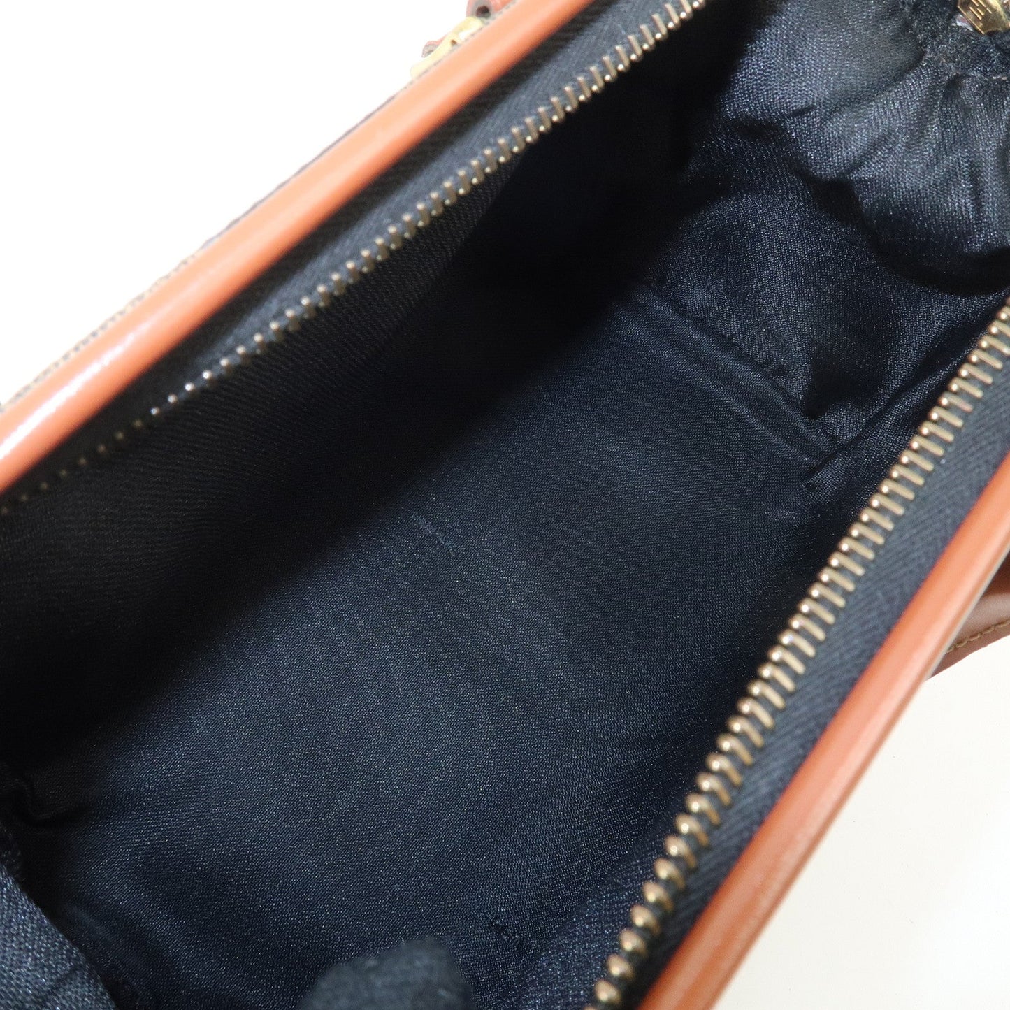 FENDI Pequin PVC Leather 2Way Mini Boston Bag Brown Black