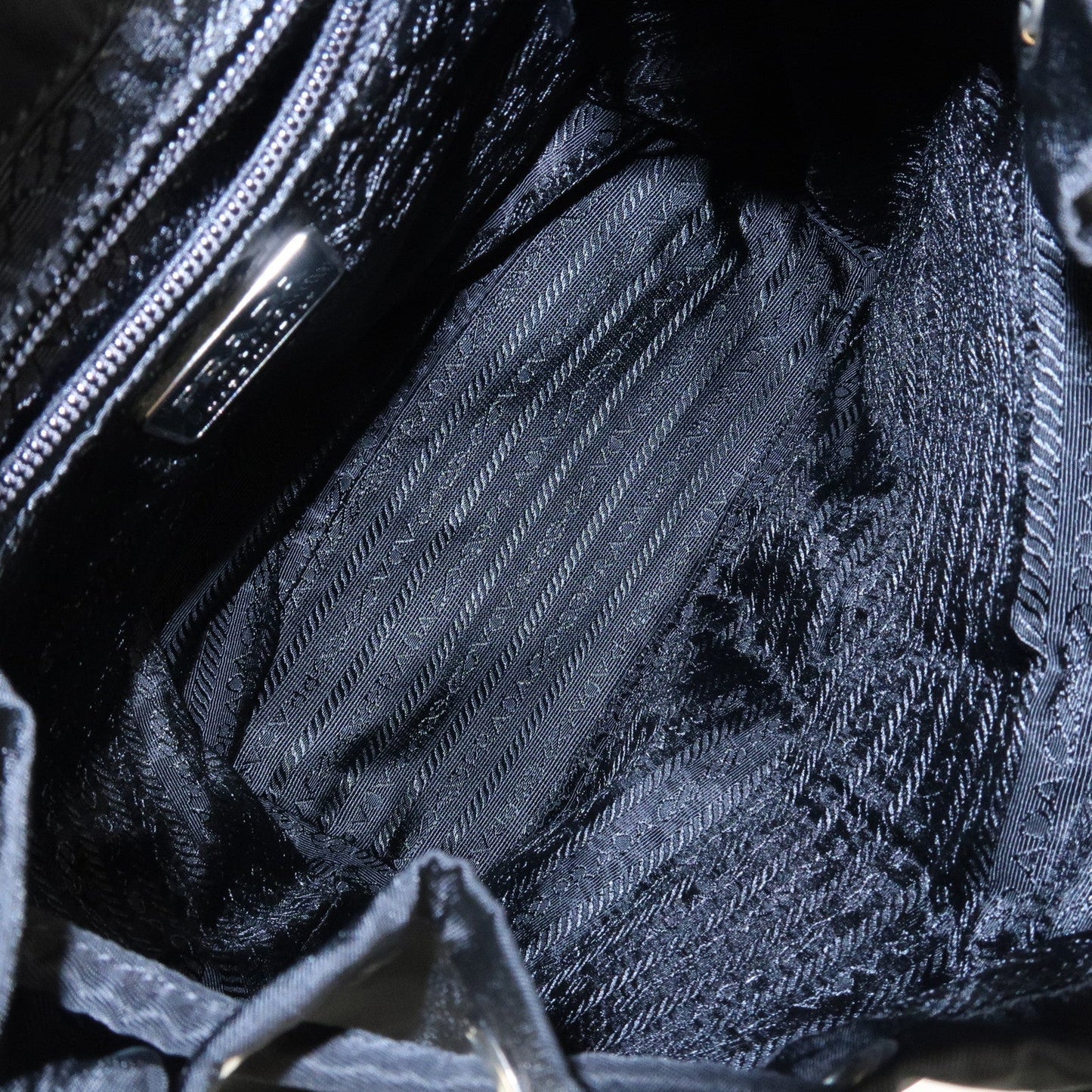PRADA Triangle Logo Nylon Leather Back Pack Black B5885