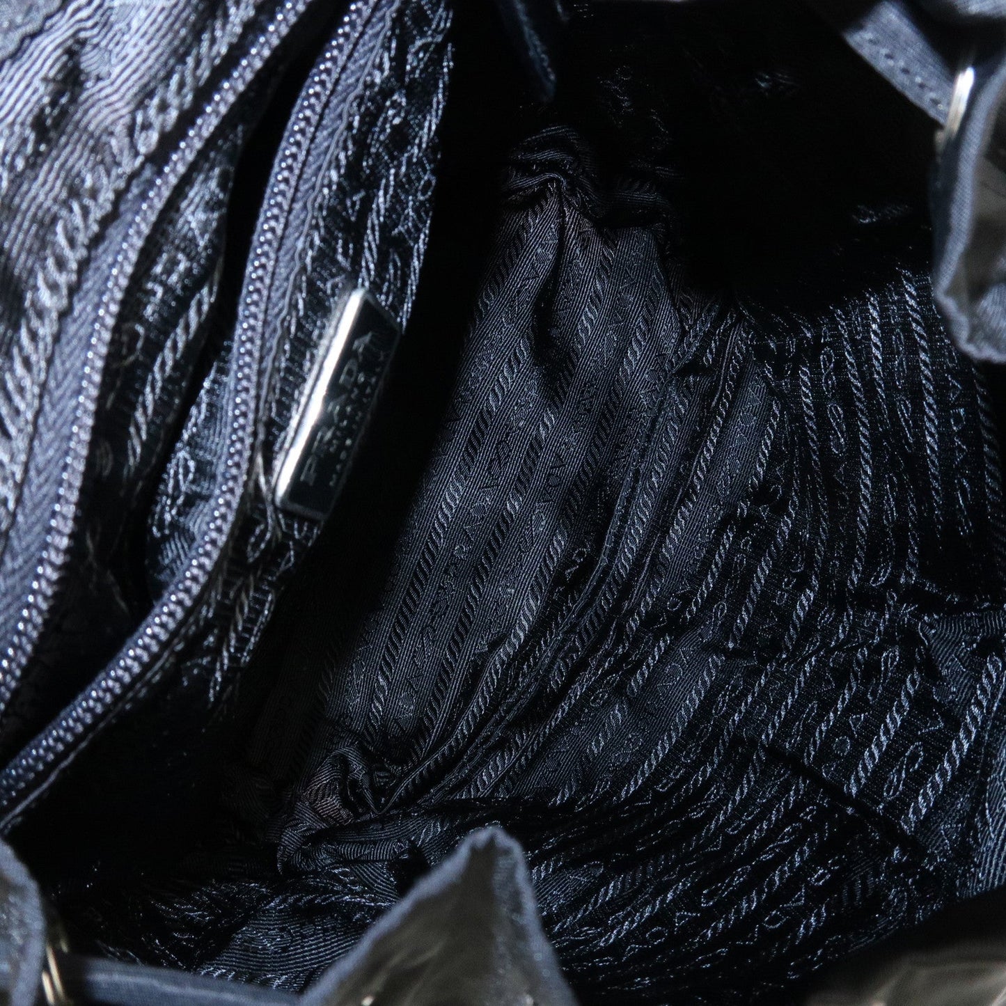 PRADA Triangle Logo Nylon Leather Back Pack Black B5885