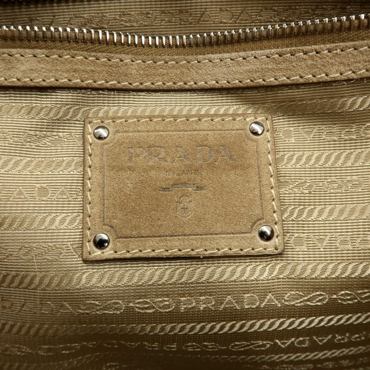 PRADA Eco Lapin Fur Suede Canapa Large Tote Bag Beige BN1918
