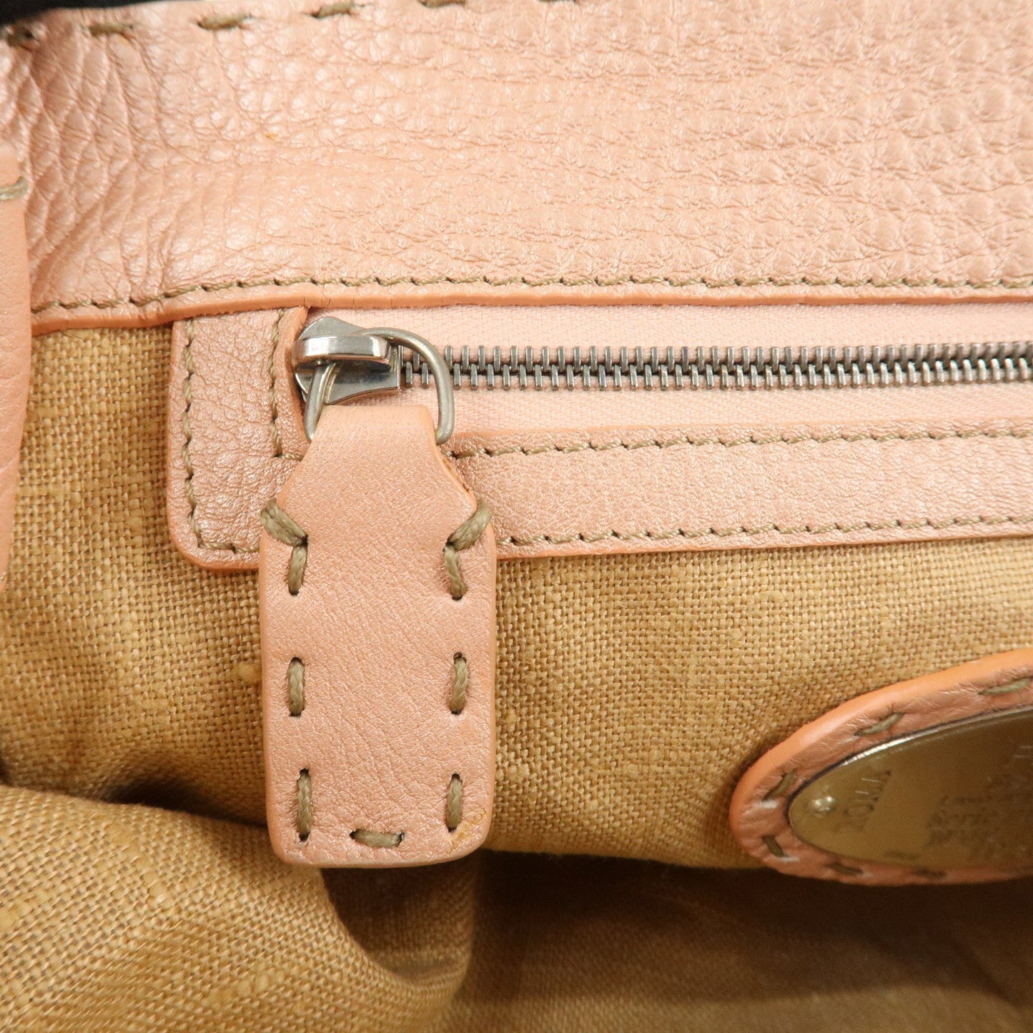 FENDI Selleria Leather Mini Linda Hand Bag Pink 8BR486