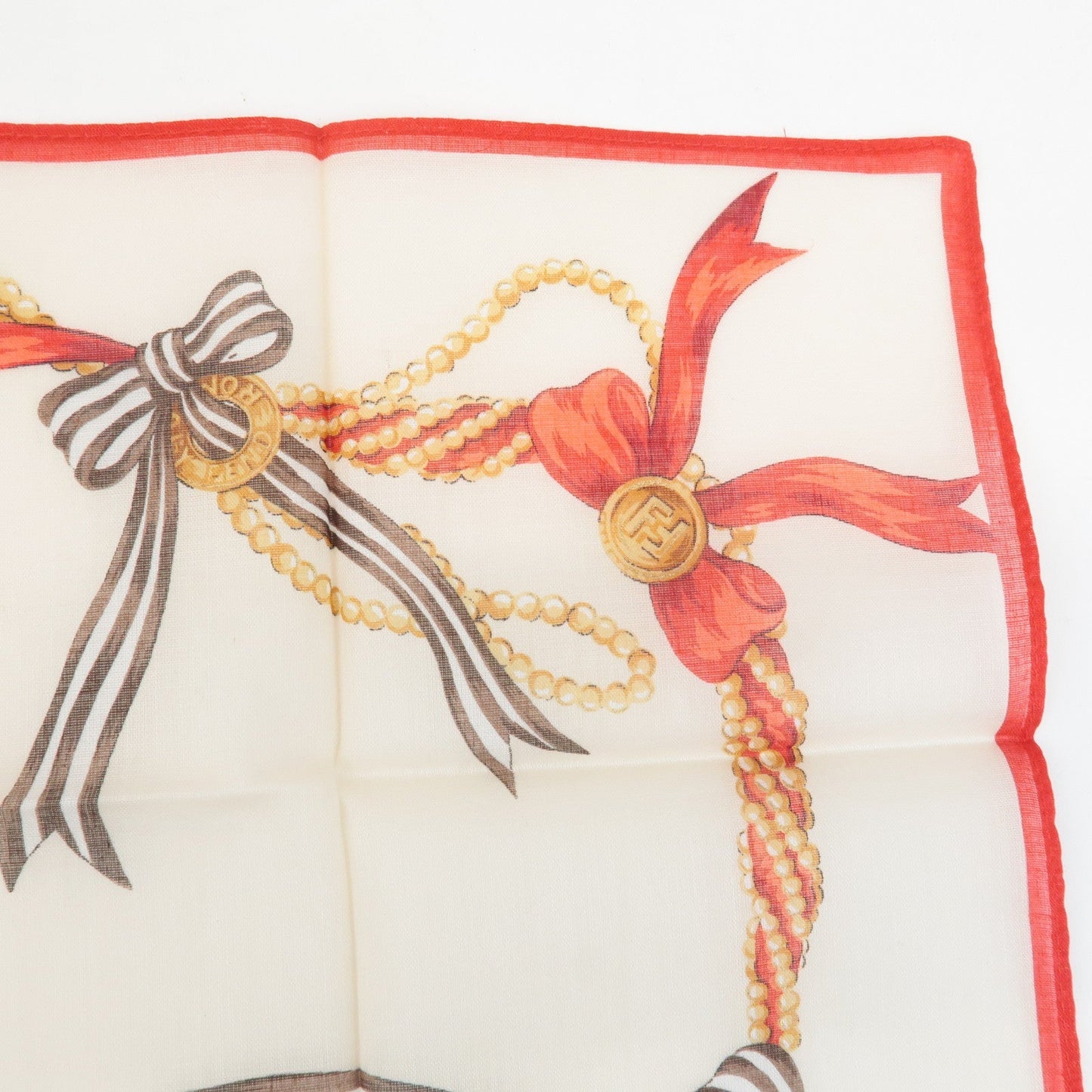 FENDI Set of 5 Cotton 100% Handkerchief Red Pink Brown Beige White