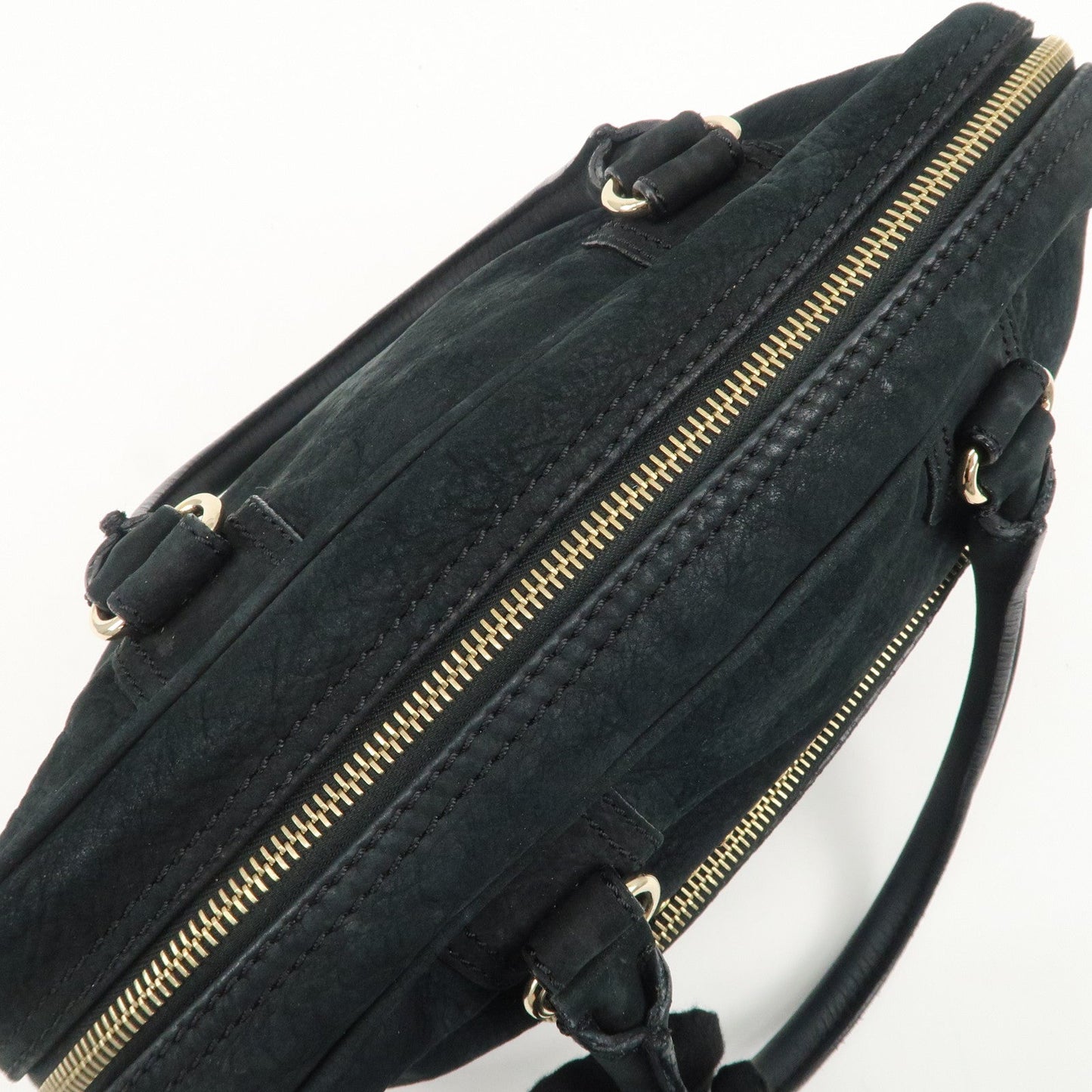 FENDI Suede Studs Mini Boston Bag Black 8BL076