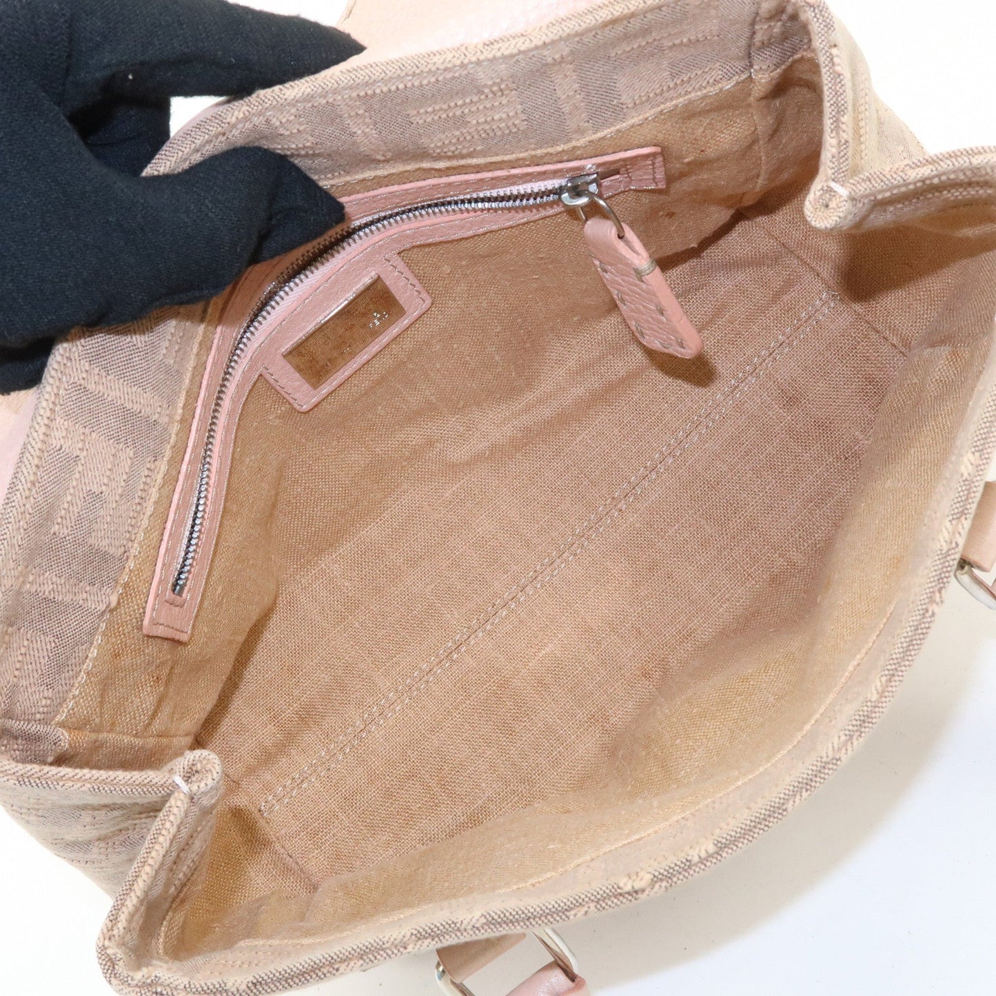 FENDI Zucca Selleria Leather Mini Linda Hand Bag Pink 8BR486