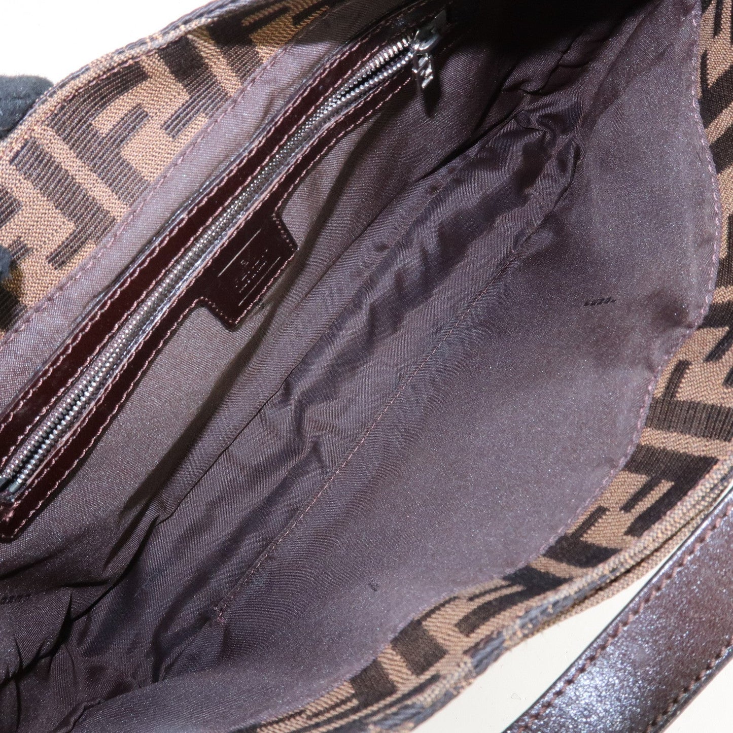 FENDI Zucca Canvas Leather Shoulder Bag Brown 26569