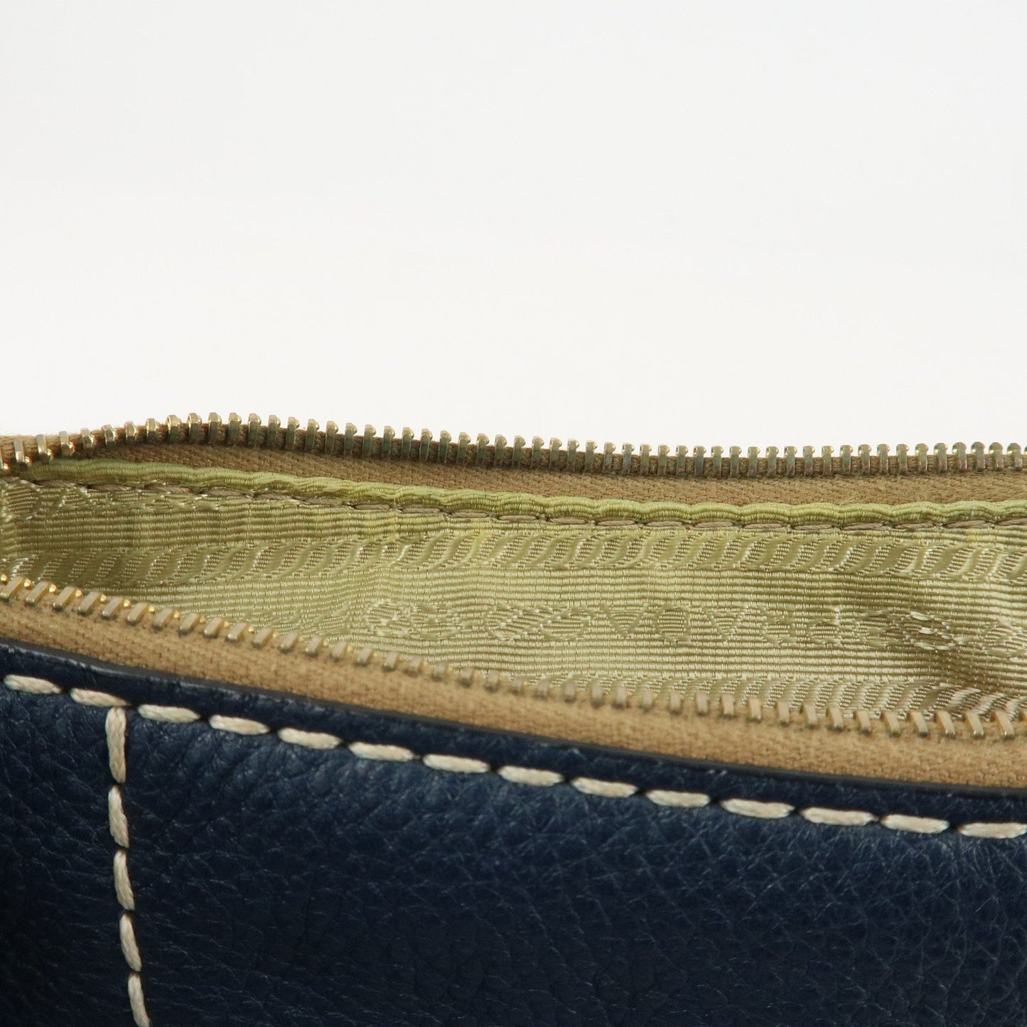 PRADA Soft Calf Leather Shoulder Bag Hand Bag Blue BR4690