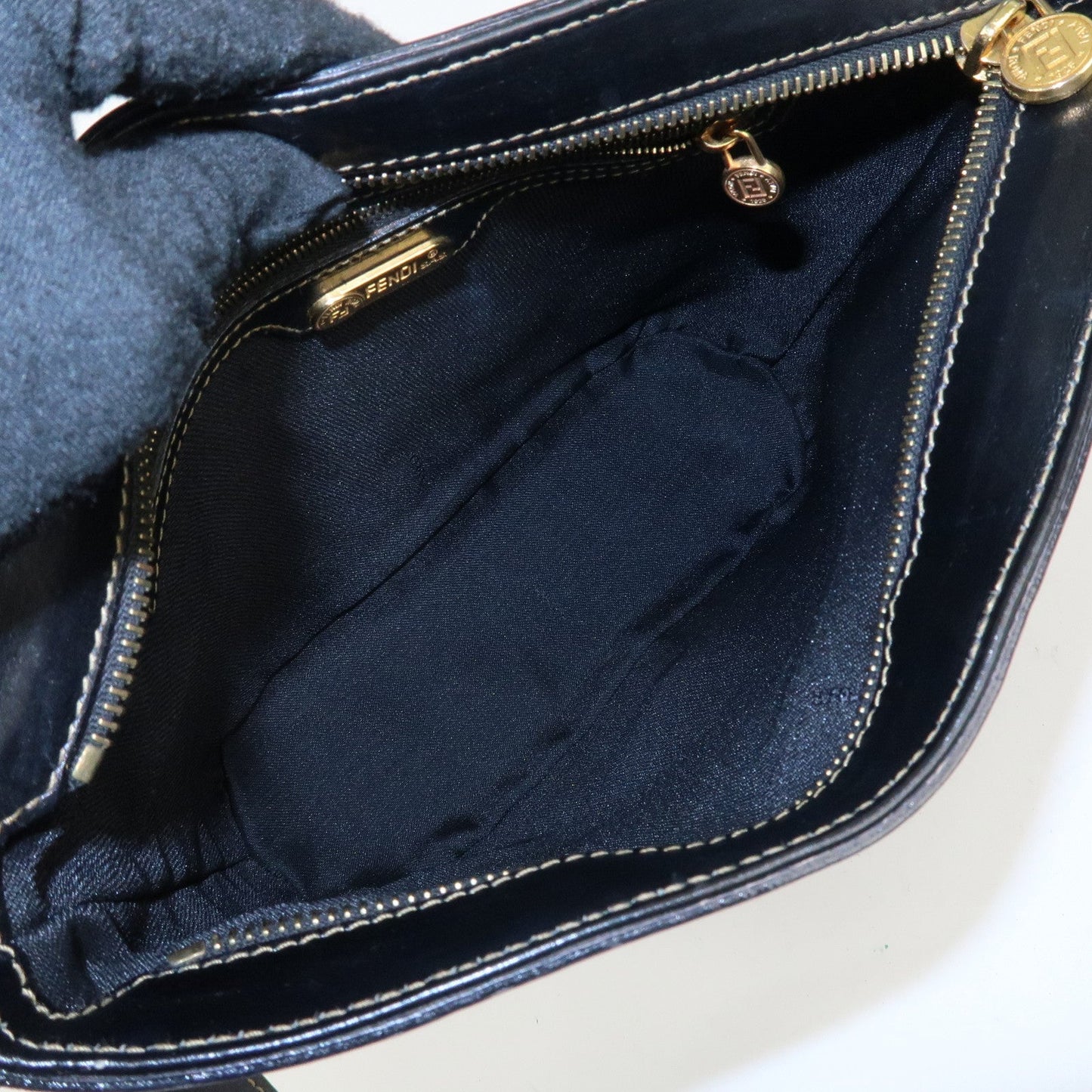 FENDI Pequin PVC Leather Shoulder Bag Black Brown 11644