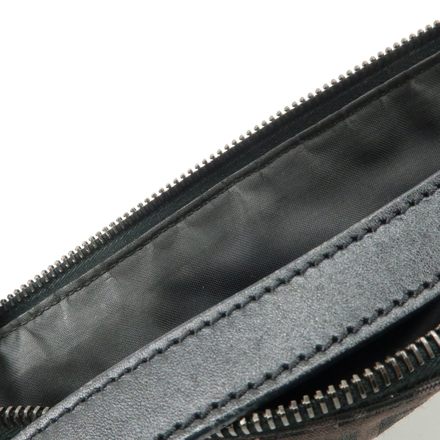 FENDI Zucchino Canvas Leather Shoulder Bag Dark Brown 8BR444