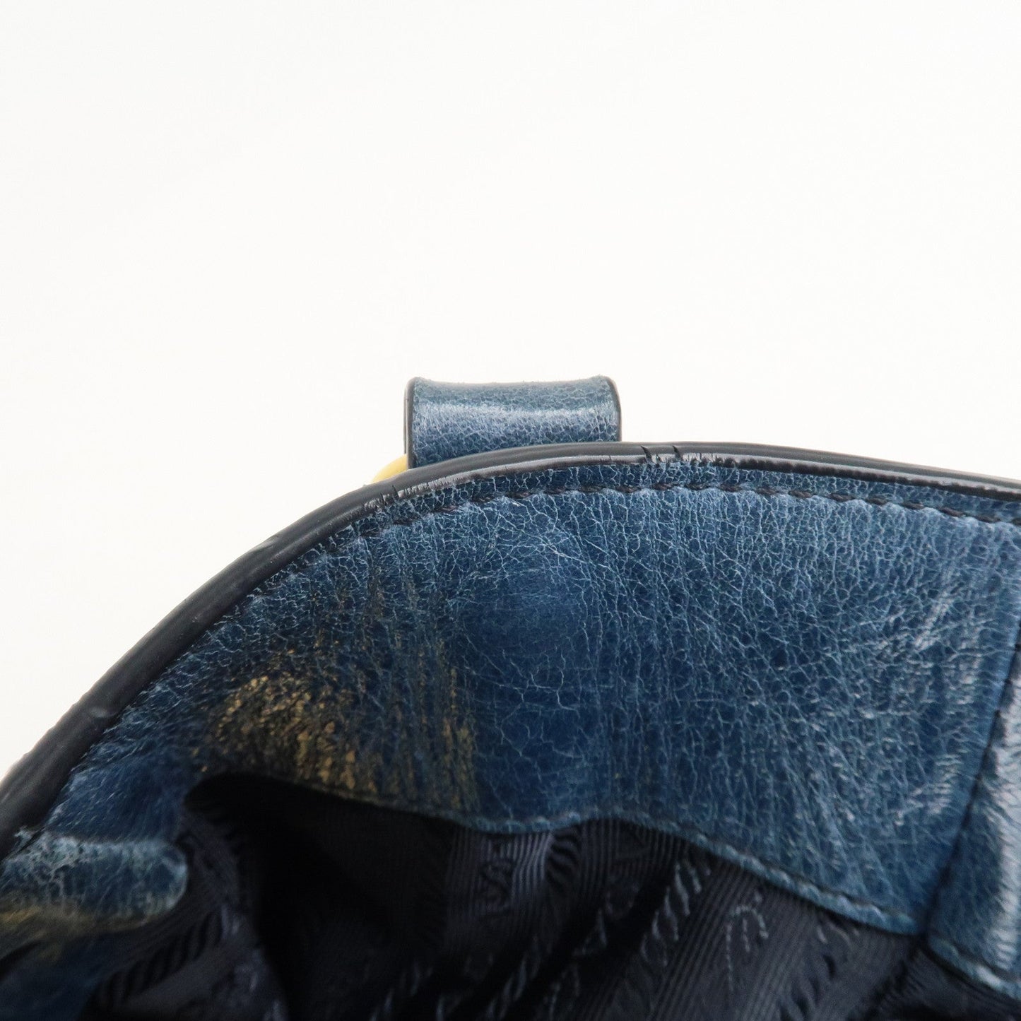 PRADA Leather 2Way Bag Hand Bag Shoulder Bag Blue BN2325