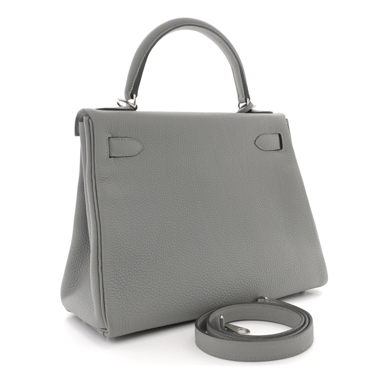 Hermes Togo Horseshoe Kelly Retourne 28 Gris Mouette
