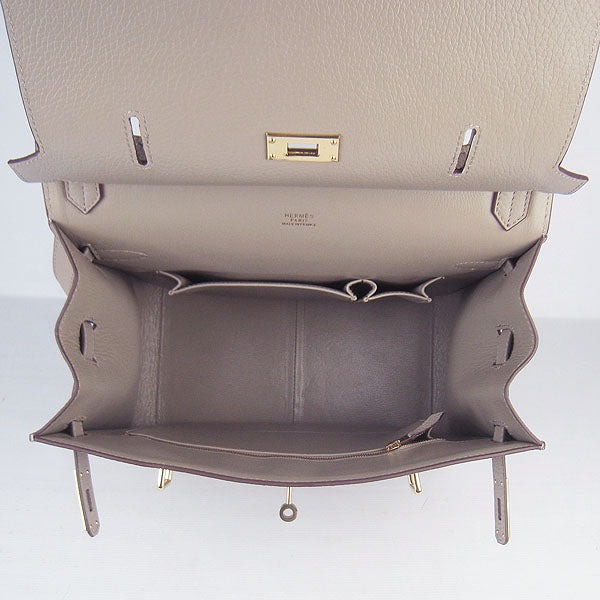 Luxury Hermes Leather Shoulder bag H6508 grey golden