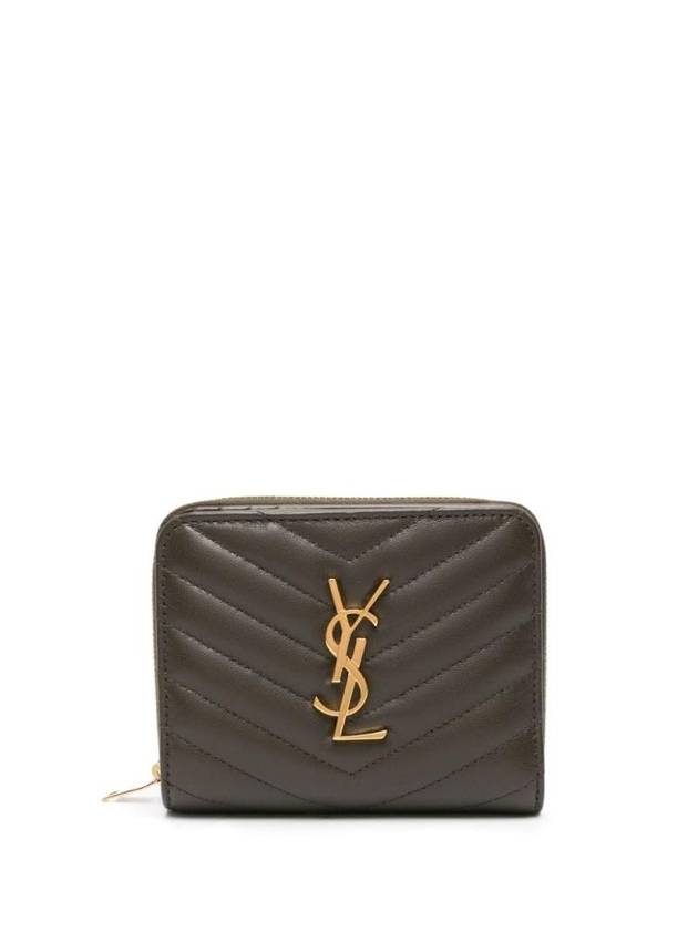 Luxury Saint Laurent Trending 2025 Cassandra Quilting Around Half Wallet Light Musk