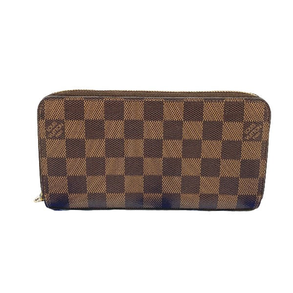 LOUIS VUITTON Long Wallet Purse N41661 Damier canvas Brown Zip Around Damier Zippy wallet unisex(Unisex)