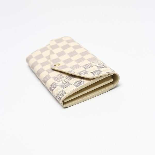 LOUIS VUITTON Long Wallet Purse N63208 Damier Azur Canvas Two-tone (gray) Long Wallet Purse Damier Azur Portefeuille Sara Women