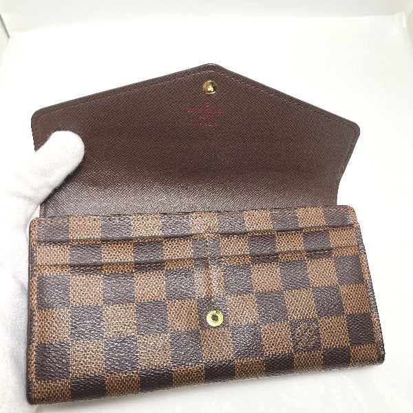 LOUIS VUITTON Long Wallet Purse N63209 Damier canvas Ebene Zip Around Damier Portefeuille Sara Women