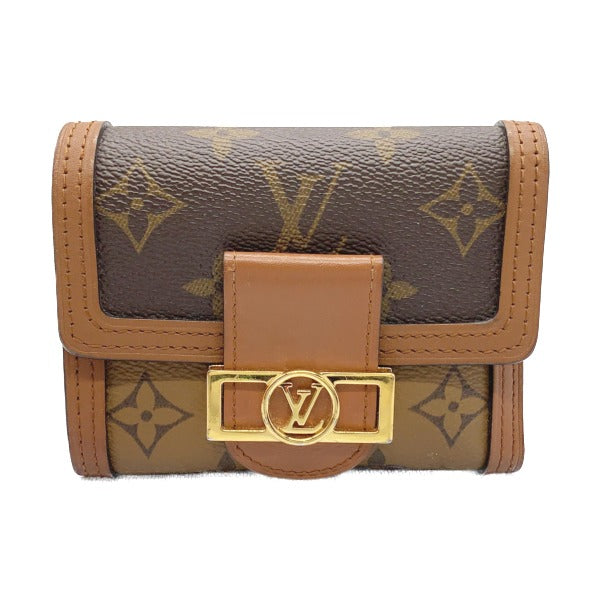 LOUIS VUITTON Coin case M68725 PVC, leather Brown camel Portefeuille Dauphine Monogram reverse compact Women