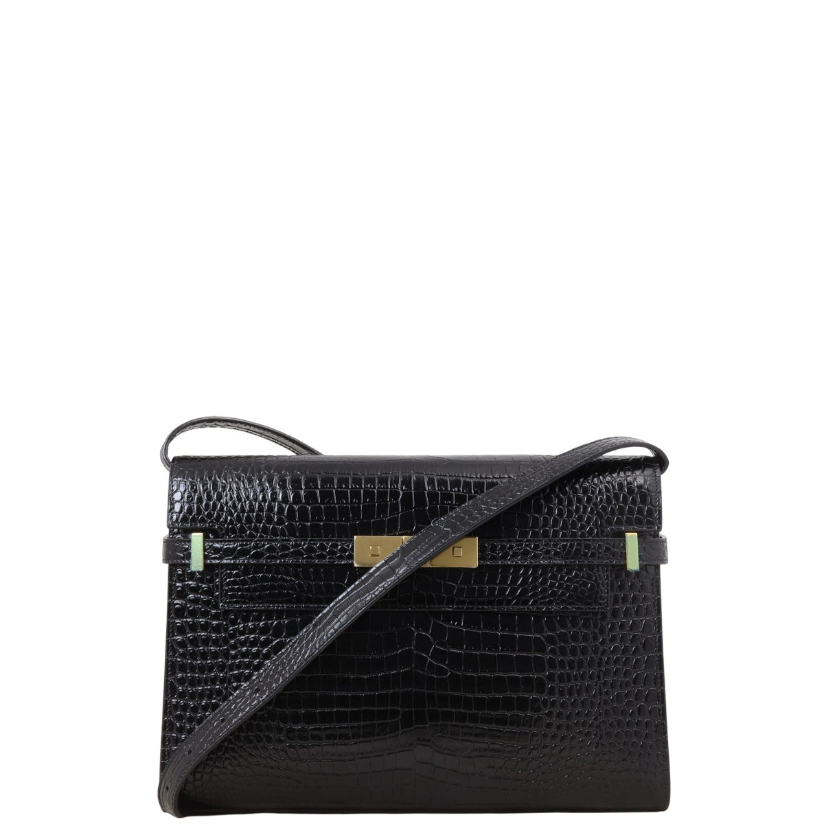 Saint Laurent Manhattan Shoulder Bag Medium Croc Embossed