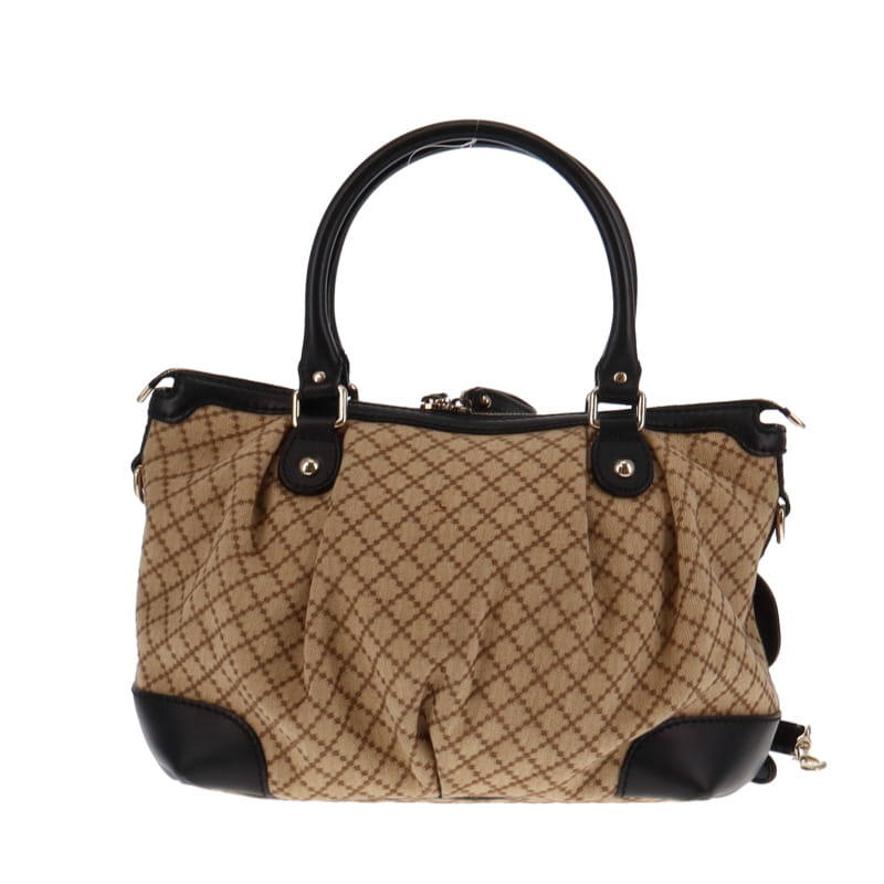 Gucci Sukey Black Leather Canvas Tote