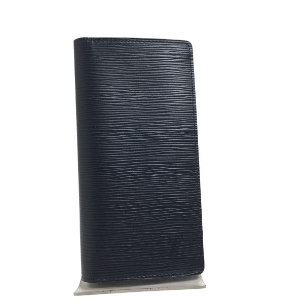 LOUIS VUITTON Long Wallet Purse M61816 Epi Leather Blue Marine Portefeuille Brazza Epi Bifold Wallet long wallet with coin pocket unisex(Unisex)