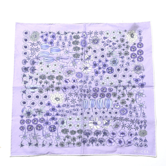 Gucci Cotton Floral Square Scarf Purple