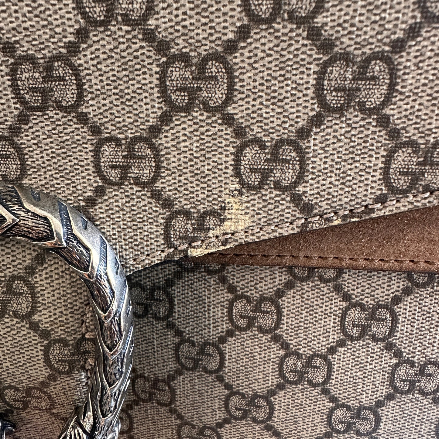 Gucci Dionysus Top Handle Chain Bag Gg Coated Canvas Beige Canvas Shoulder Bag Bag ( )