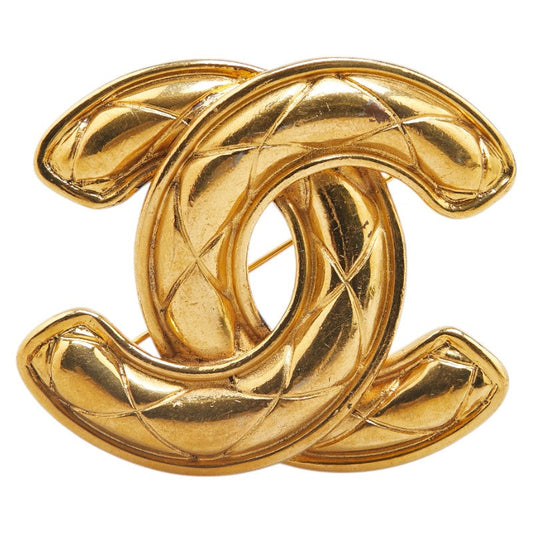 Chanel Gold Plated Coco Mark Matelasse Brooch Classic Flap Tote