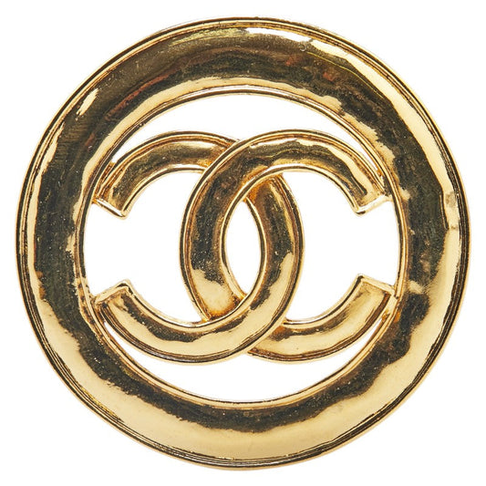 Chanel Gold Plated Coco Mark Round Circle Brooch 94P Classic Flap Tote