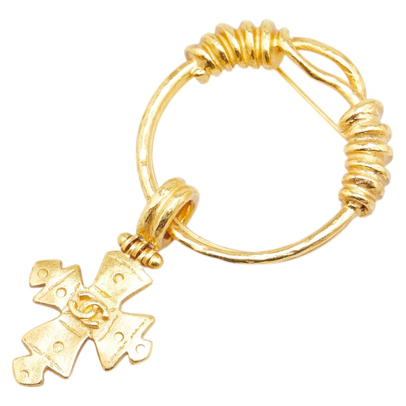 Chanel Gold Plated Coco Mark Cross Brooch 94P Classic Flap Tote