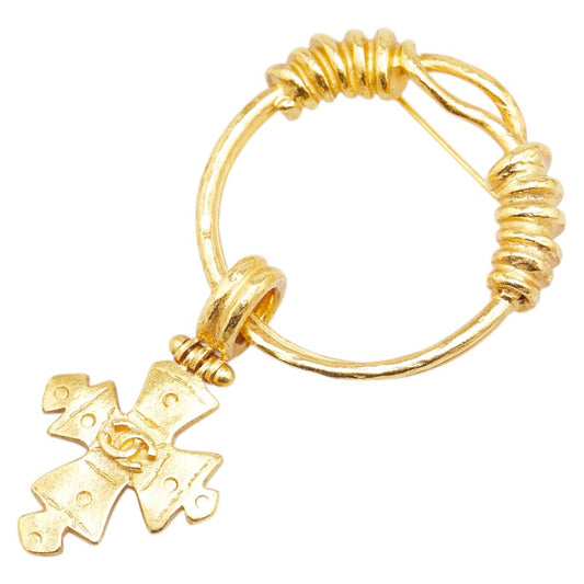 Chanel Gold Plated Coco Mark Cross Brooch 94P Classic Flap Tote