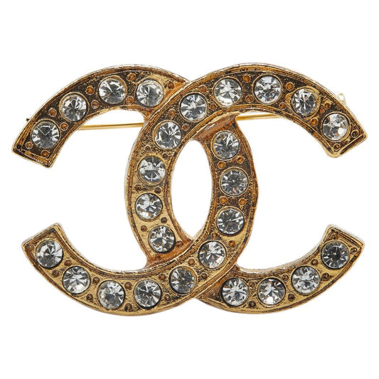 Chanel Gold Plated Coco Mark Rhinestone Brooch Classic Flap Tote