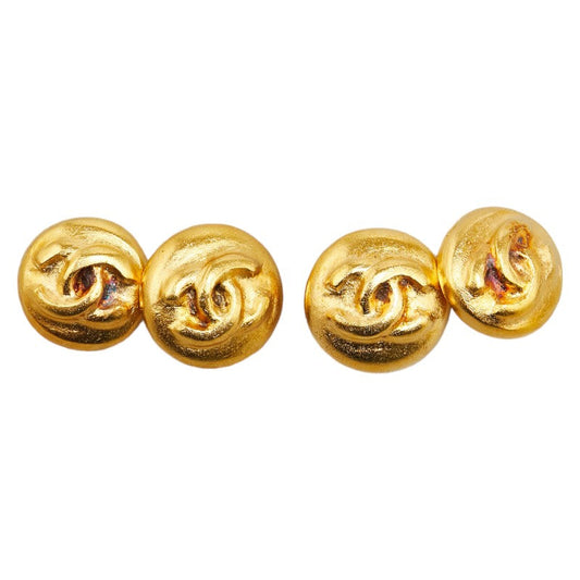 Chanel Coco Mark Round Double Cufflinks Classic Flap Tote