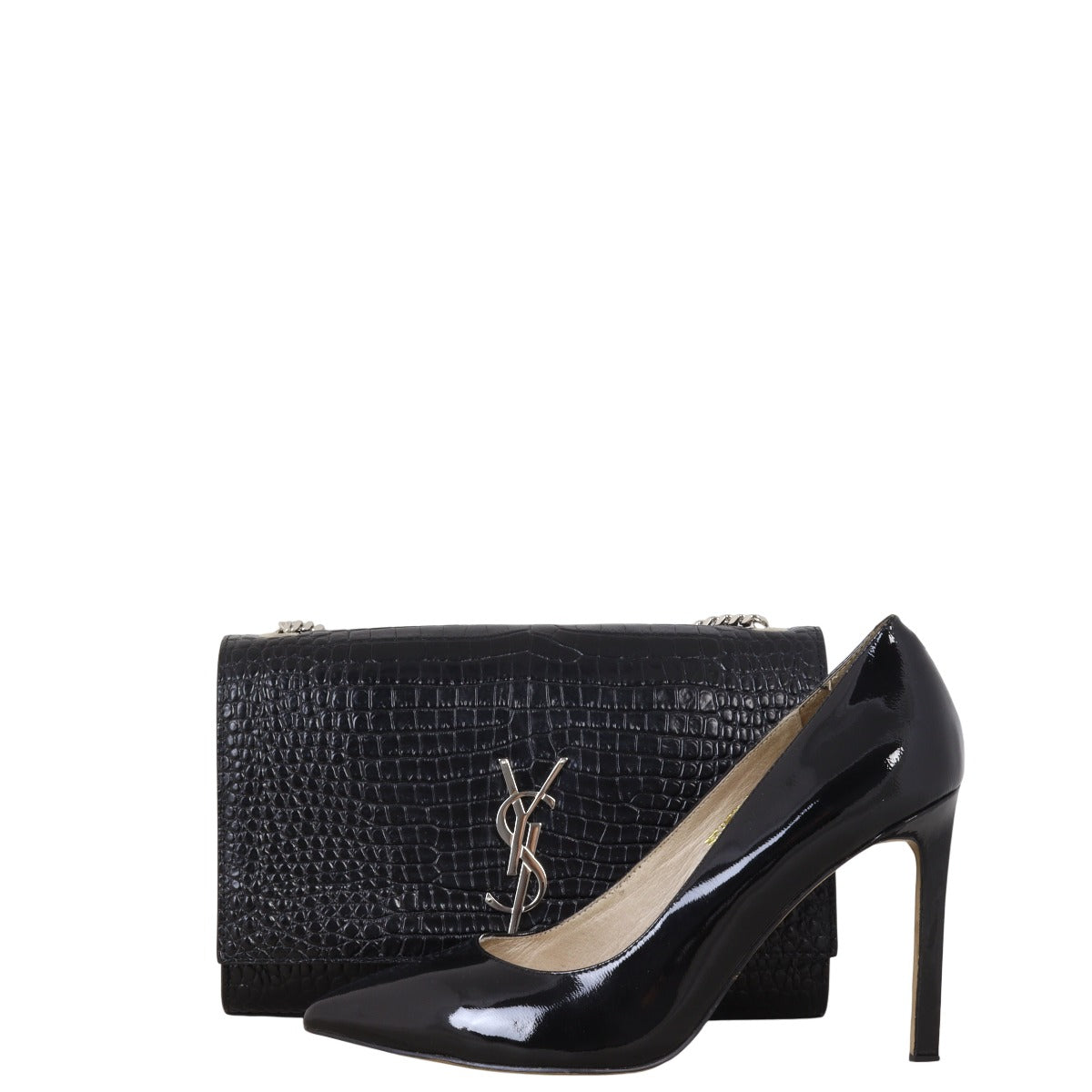 Saint Laurent Kate Tassel Chain Bag Medium Croc-Embossed