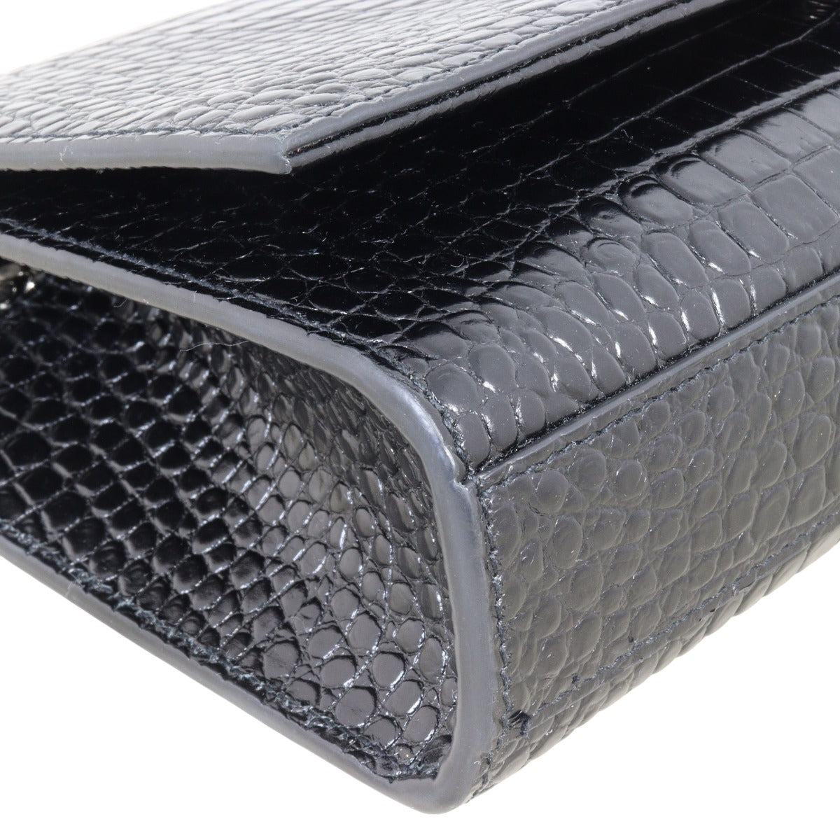 Saint Laurent Kate Tassel Chain Bag Medium Croc-Embossed