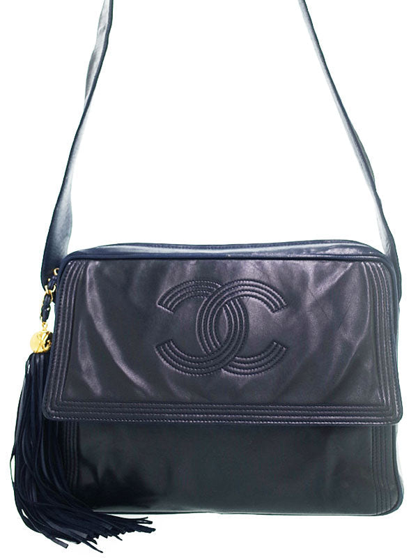 Chanel Coco Mark Shoulder Bag Black x Navy