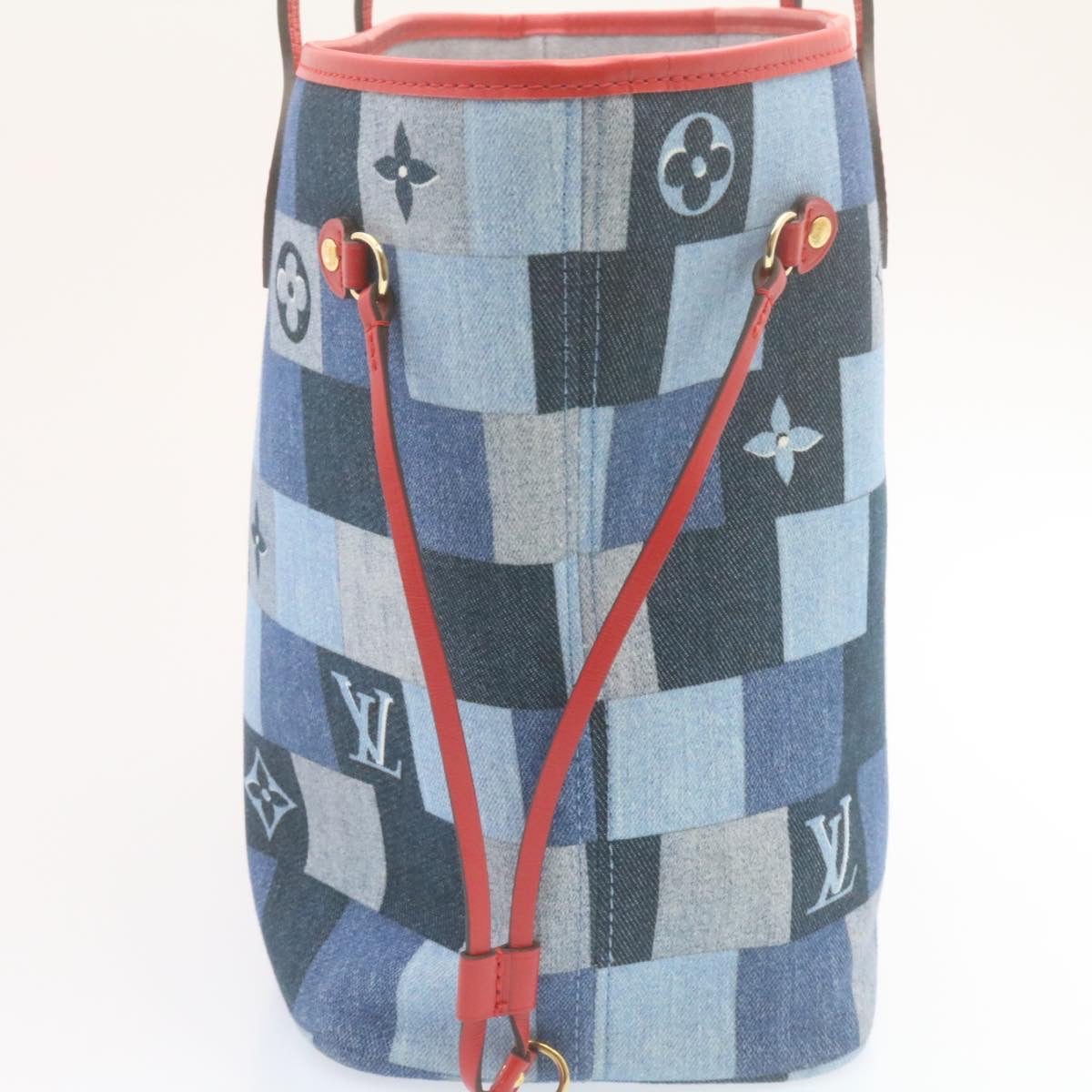 LOUIS VUITTON Monogram Denim Neverfull MM Tote Bag Blue N41605 LV 22325A
