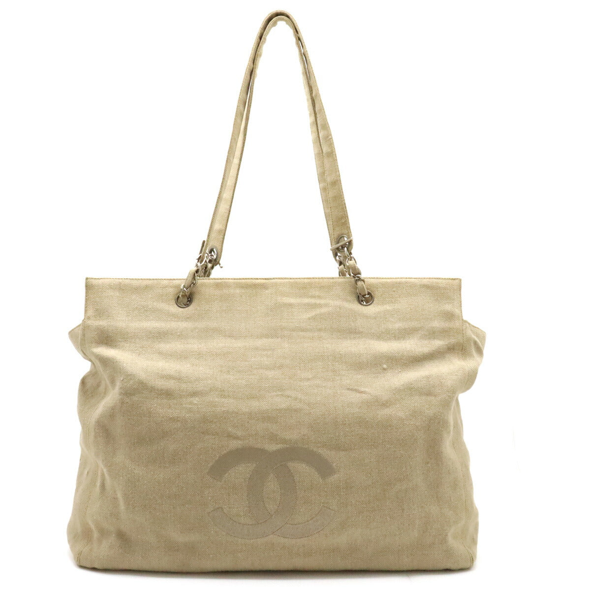 Chanel Linen Coco Mark 2way Tote Bag Classic Flap