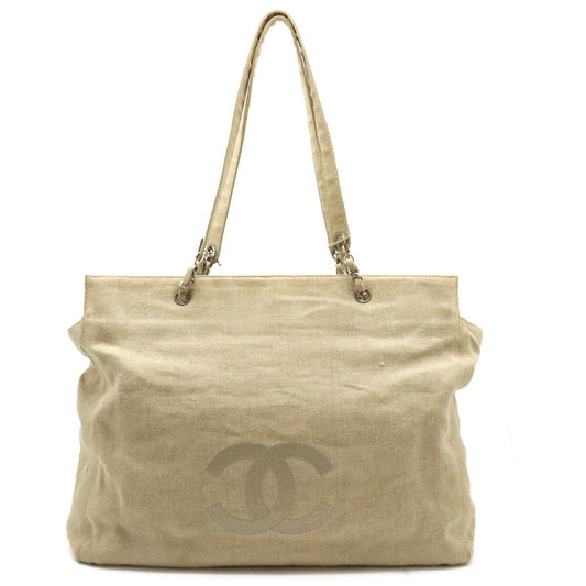 Chanel Linen Coco Mark 2way Tote Bag Classic Flap
