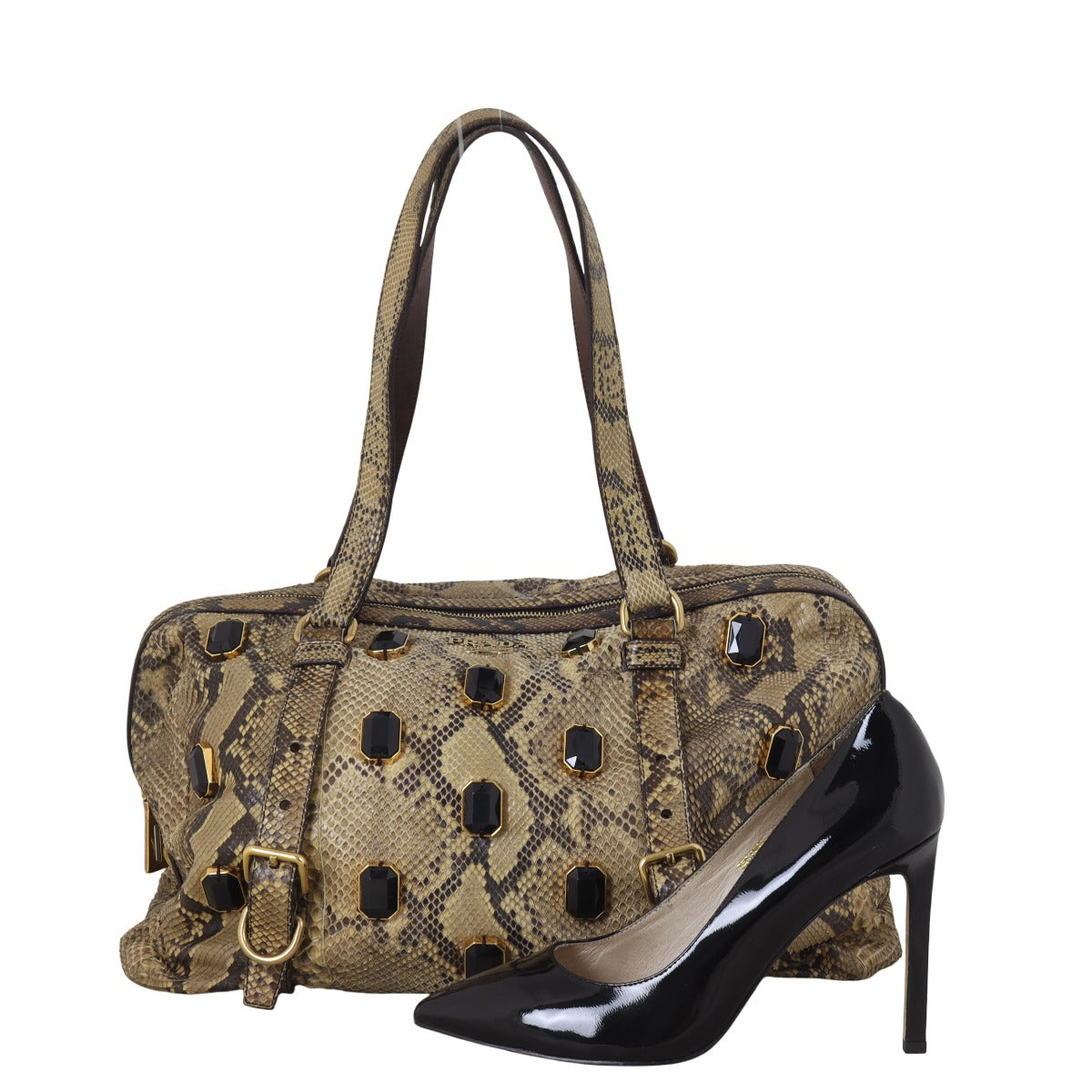 Prada Python Jewelled Tote Medium