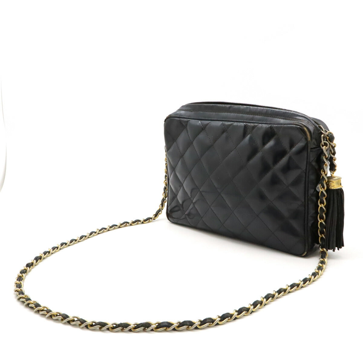 Chanel Patent Leather Matelassé Coco Mark Chain Shoulder Bag Classic Flap
