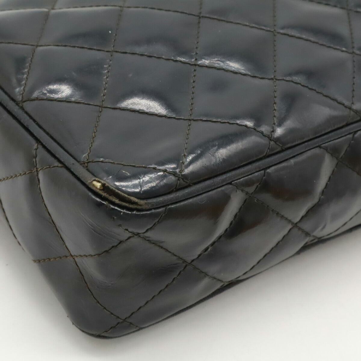 Chanel Patent Leather Matelassé Coco Mark Chain Shoulder Bag Classic Flap