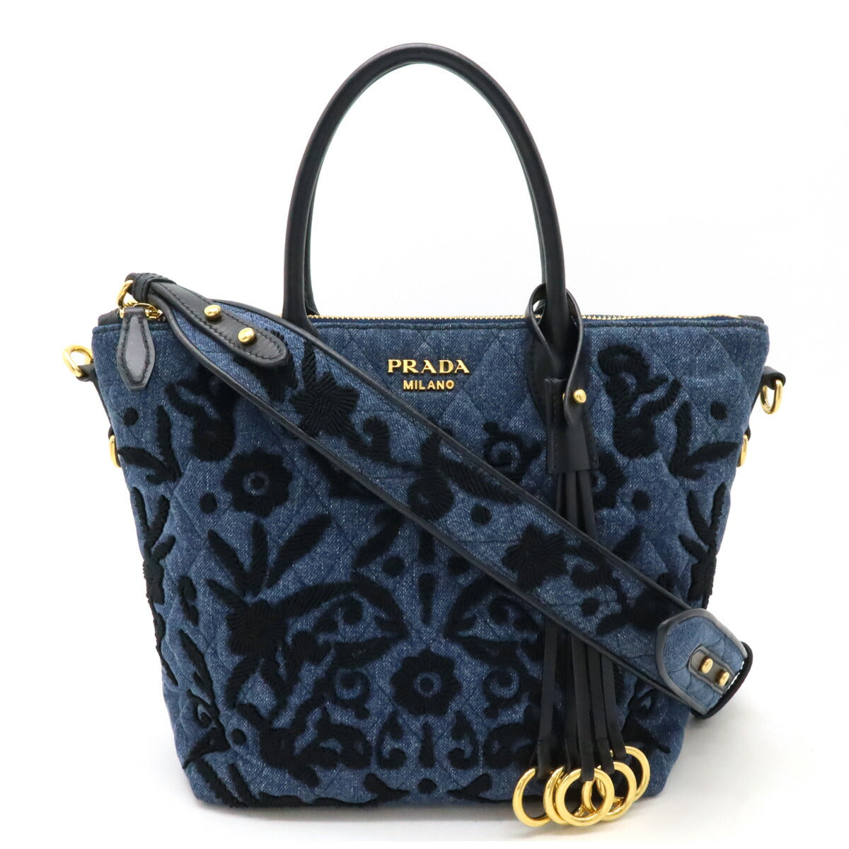 Prada Corsaire Denim Leather 2way Handbag