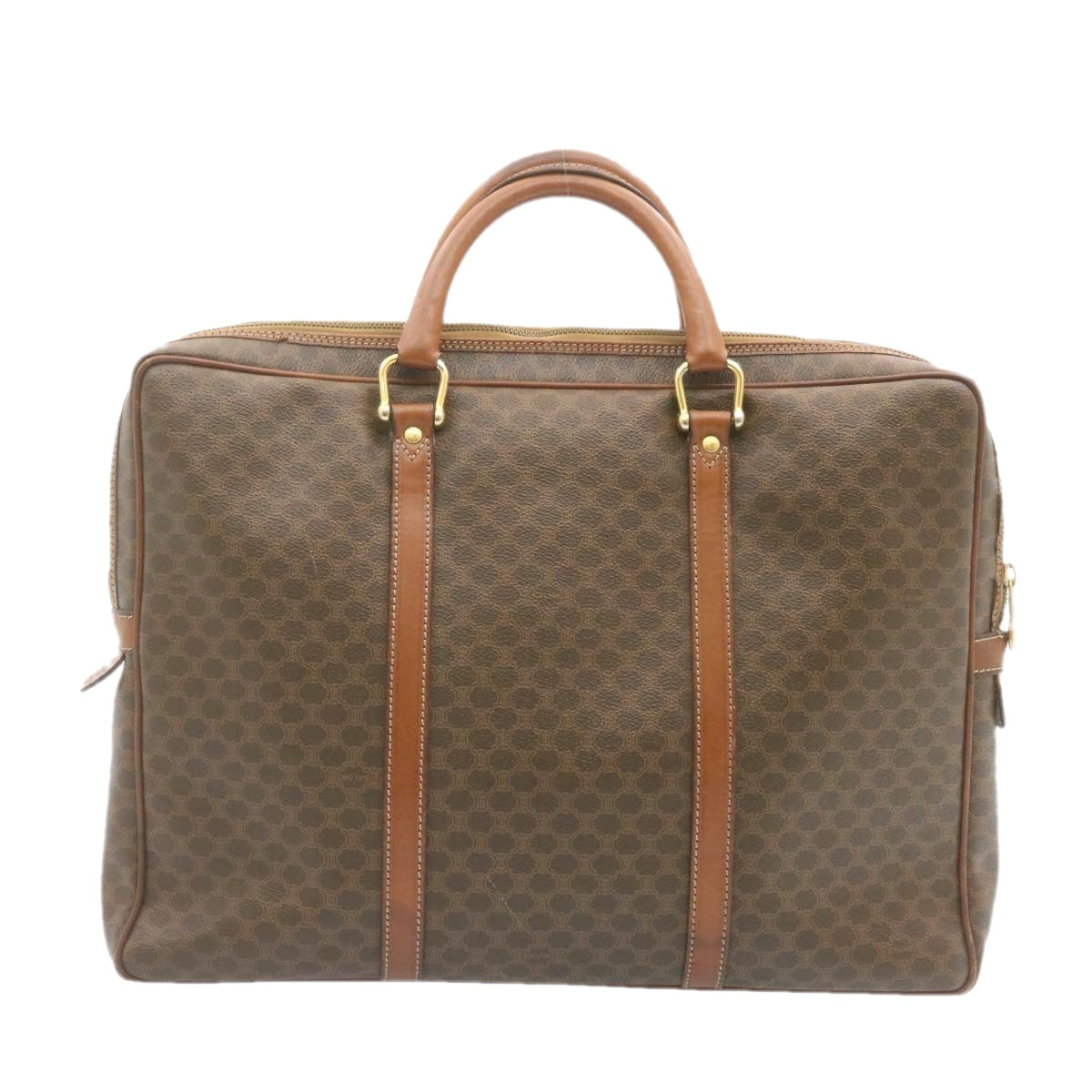 Luxury CELINE Macadam Canvas Hand Bag PVC Leather Brown  22577