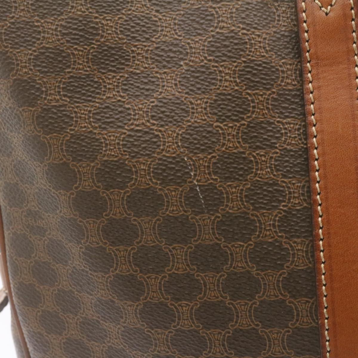 Luxury CELINE Macadam Canvas Hand Bag PVC Leather Brown  22577