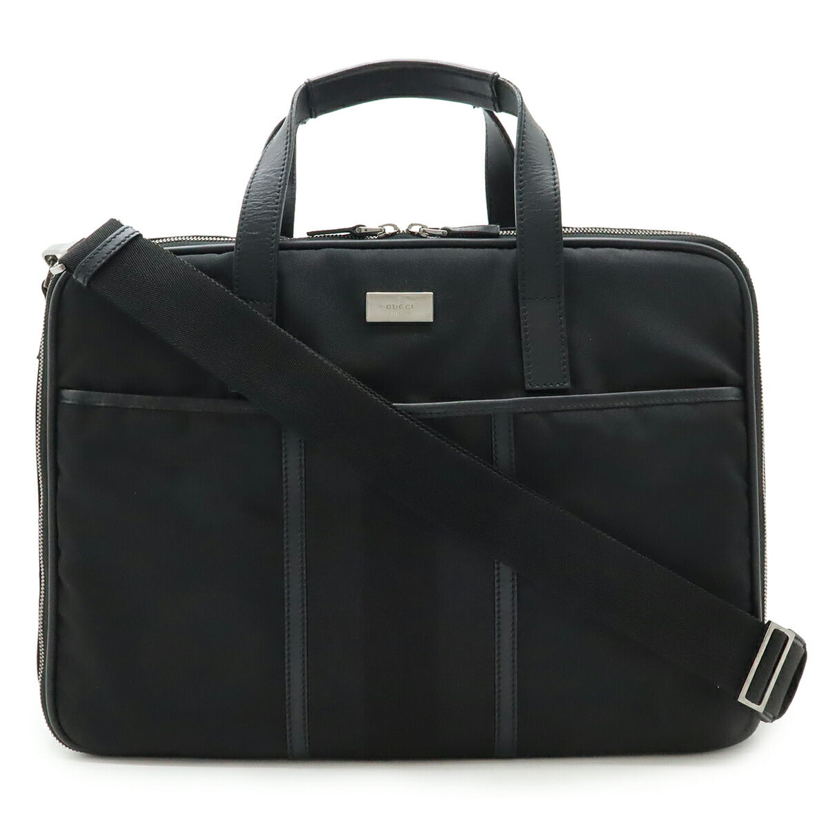 Gucci Logo Plate Nylon Canvas 2way Briefcase