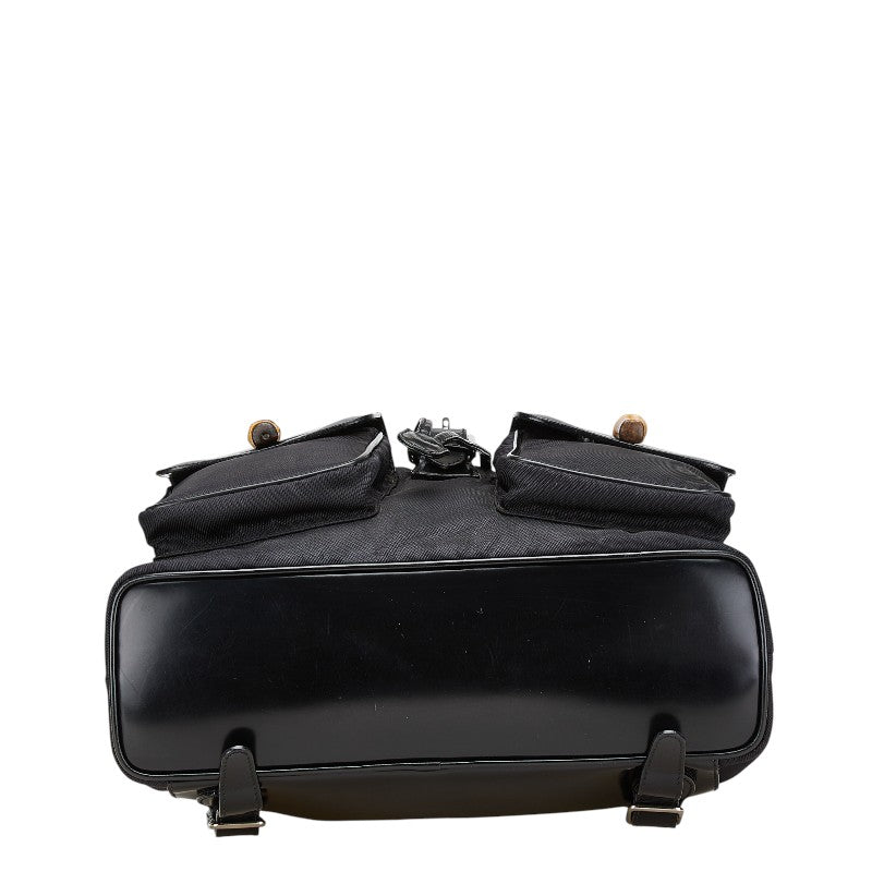 Gucci Bamboo Patent Leather Nylon Backpack