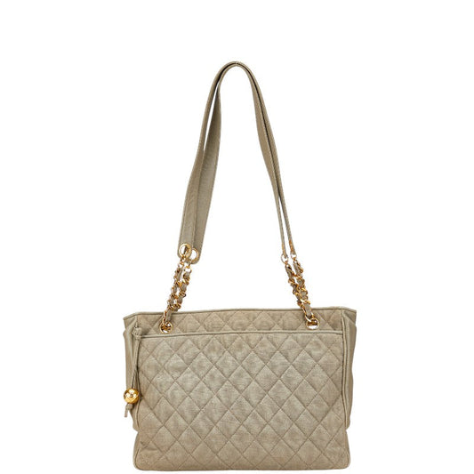 Chanel Coco Mark Matelassé Canvas Leather Tote Bag