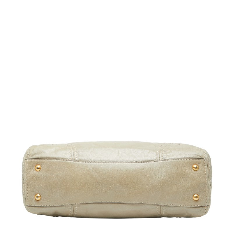 Prada Triangle Logo Plate Leather 2way Bag