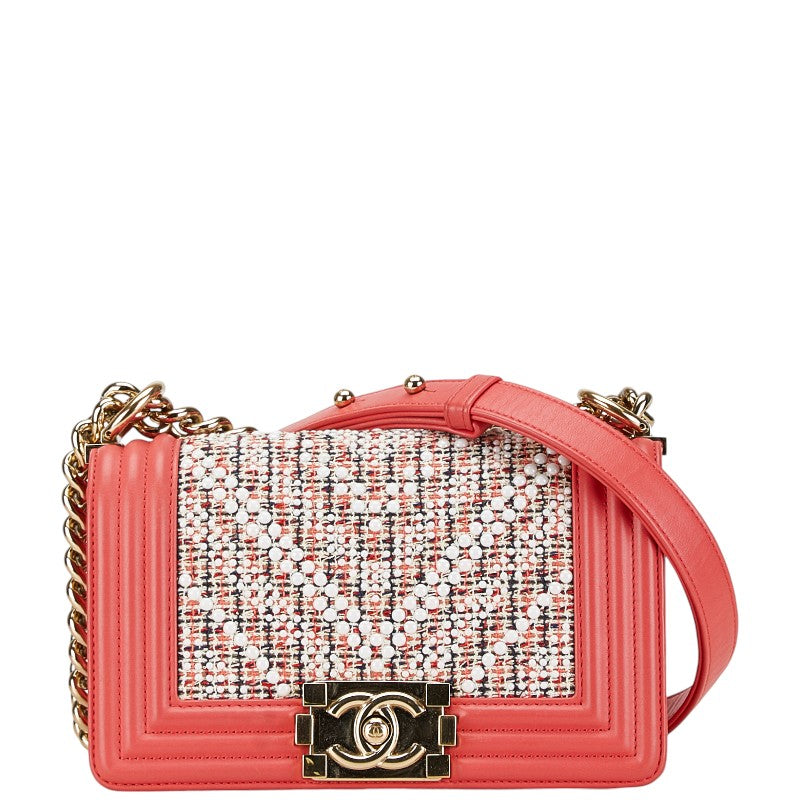 Chanel Boy Chanel Tweed Leather Shoulder Bag Classic Flap