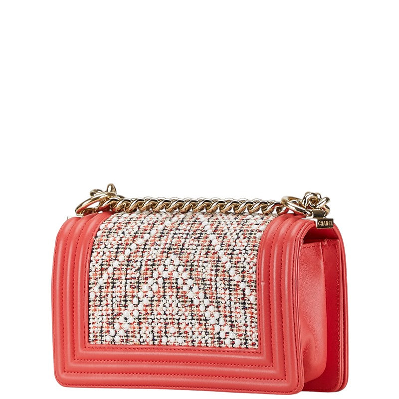 Chanel Boy Chanel Tweed Leather Shoulder Bag Classic Flap