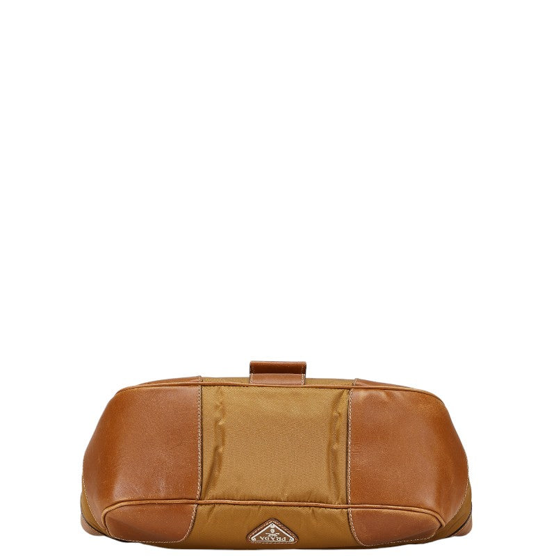 Prada Triangle Logo Plate Nylon Leather 2way Bag